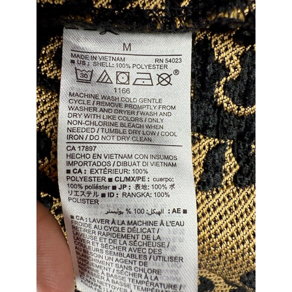 Old Navy Jacket Women Medium Jacquard Open Front Blazer Black Gold Office, party - Picture 12 of 15